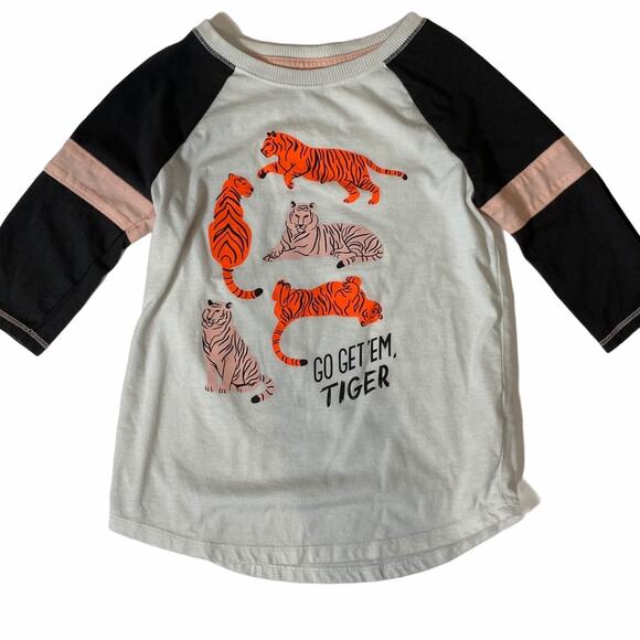 Cat & Jack Long Sleeve Shirt Girls Size 6 Go Get Em Tiger Tee Sz 6 - Picture 4 of 7